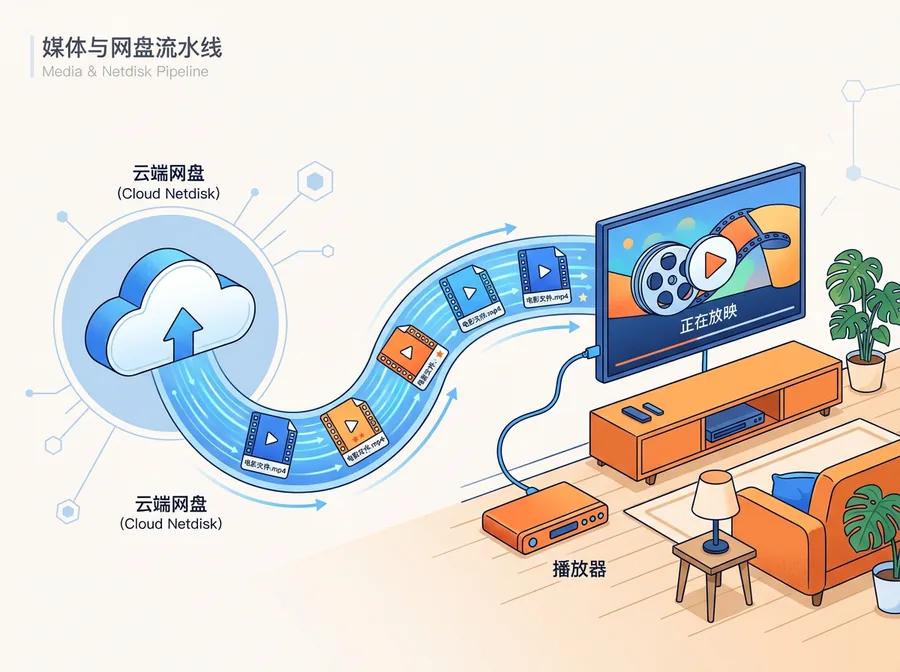 媒体与网盘流水线